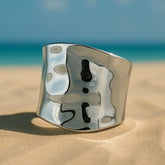 Drip Lock Silver Statement Bangle